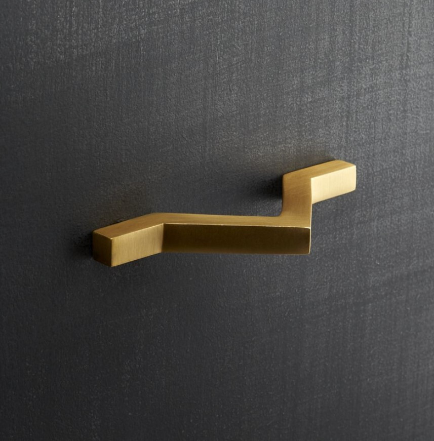 DISCONTINUED: IN STOCK CB2 Chevron Gold Golden Solid Brass Drawer Pull Handle