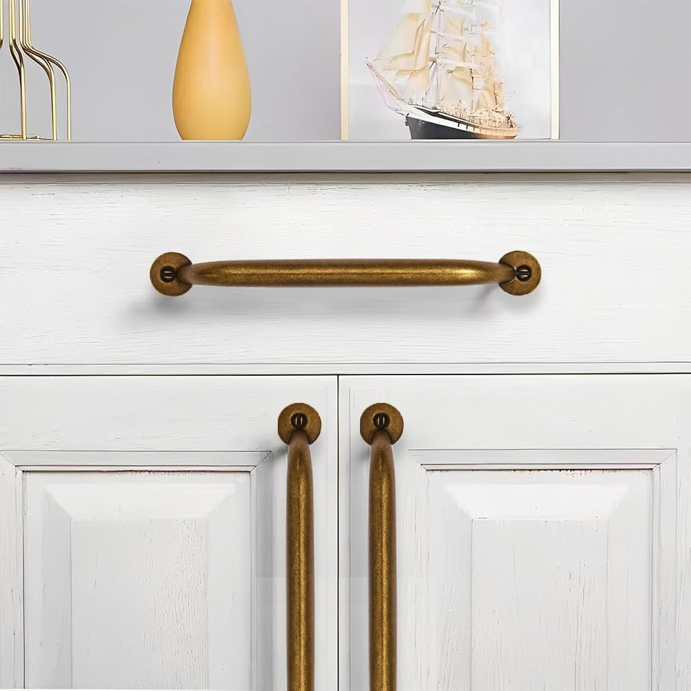 2 Pack 4 Inch Hole Center Antique Brass Vintage Aged Old Cabinet Pulls – Heavy D