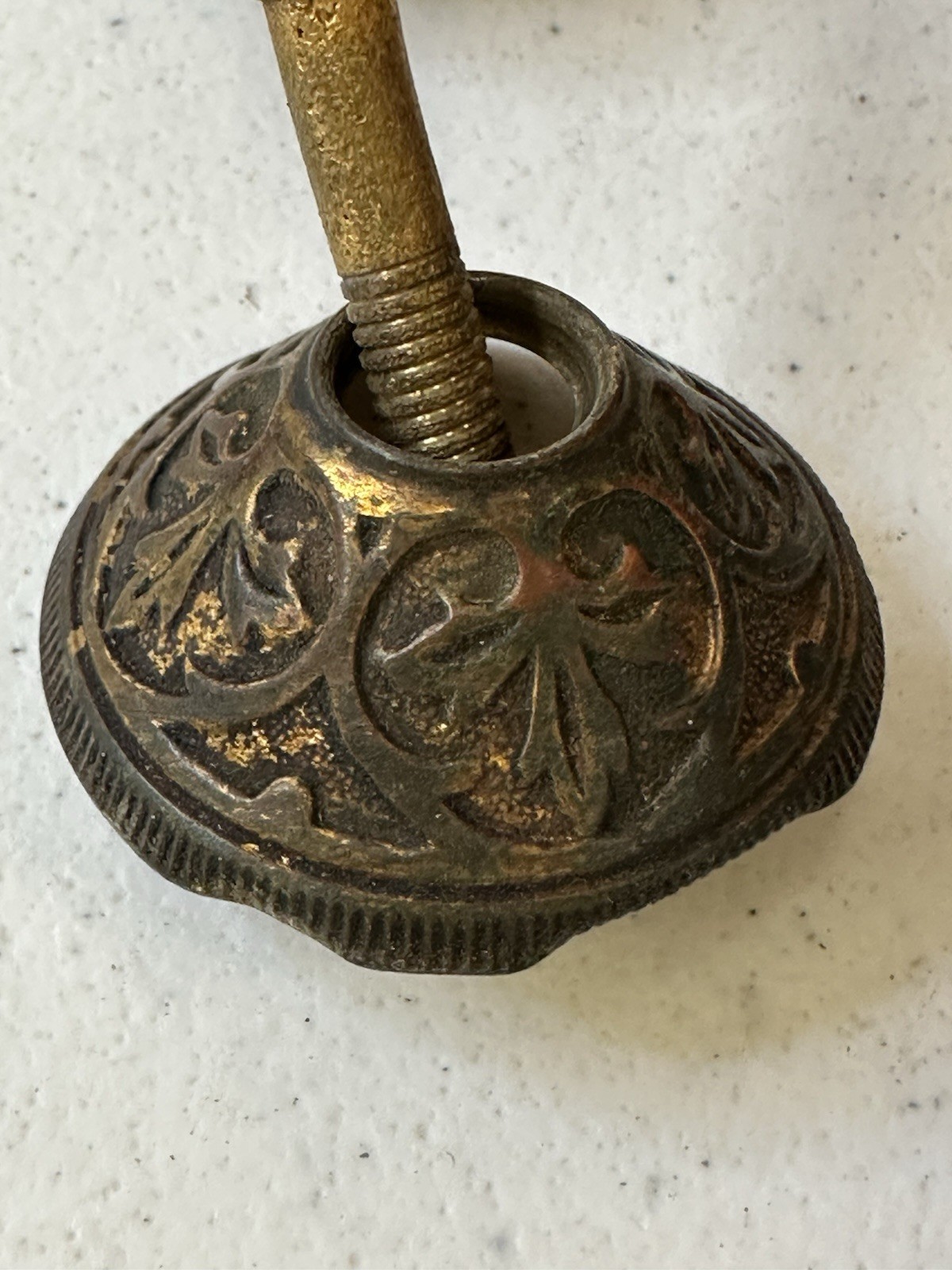 Antique Victorian Eastlake Teardrop Pulls – Set of 6 Black Wood & Ornate Brass