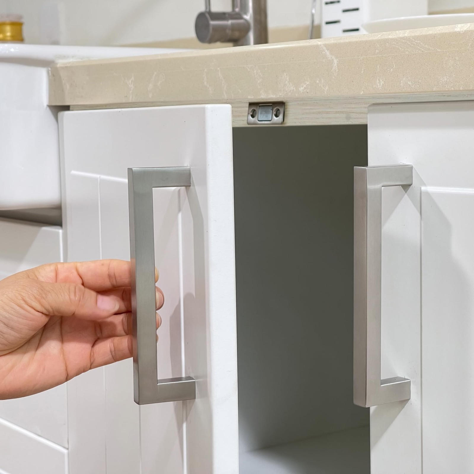 Redunest Cabinet Pulls Brushed Nickel Cabinet Handles Square Drawer Pulls 5