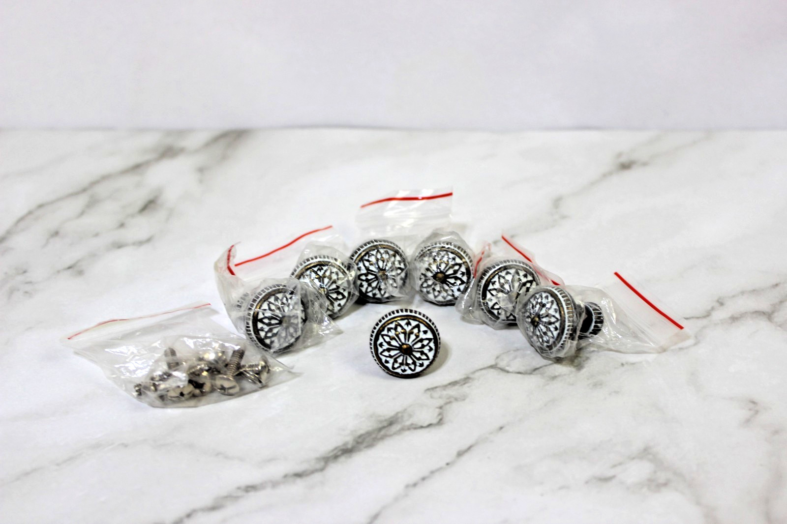 Seven Pc Vintage Like Ornate Brass Drawer Knobs Door Dresser Knobs