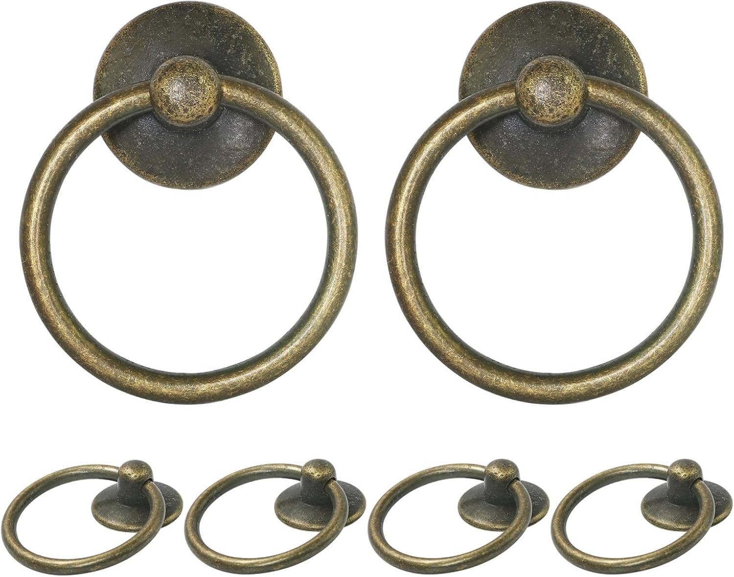 Vintage Brass Ring Drawer Pulls – 12pcs Durable Handles for Cabinets & Drawers