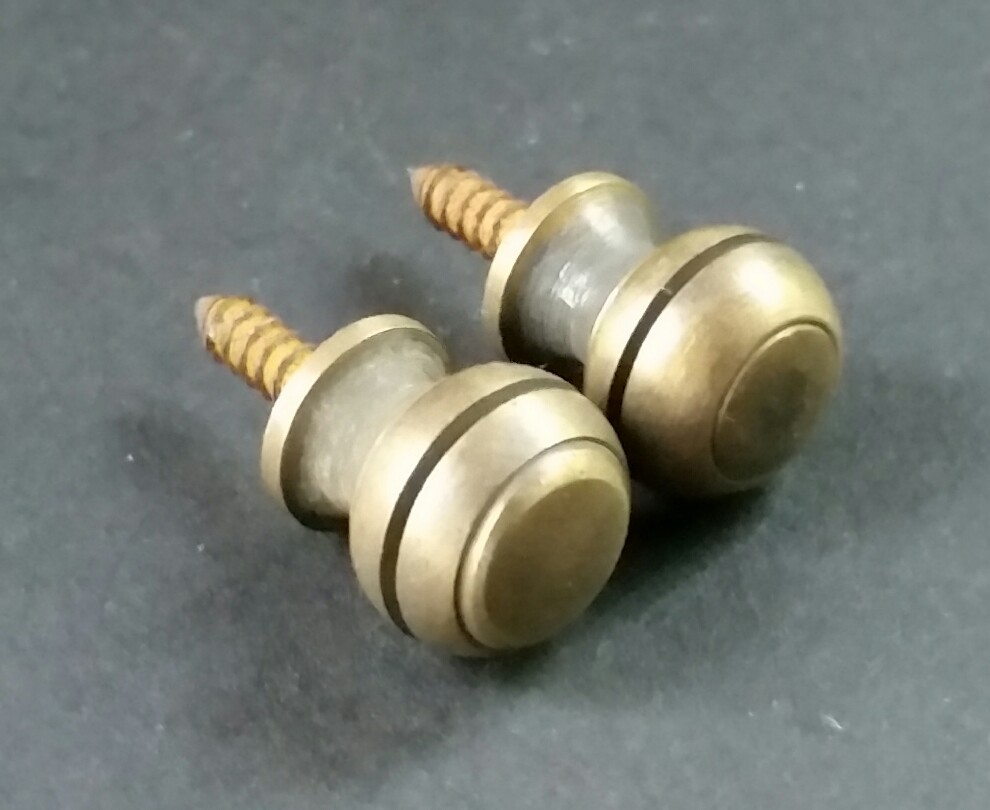 2 Solid Brass SMALL Stacking Barrister Bookcase 7/16″dia Knobs drawer Pulls #KK