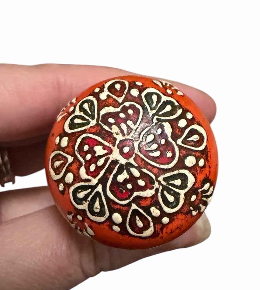 Vintage Wooden Knob Pull Drawer Dresser Set Of 4 Hand Painted Orange