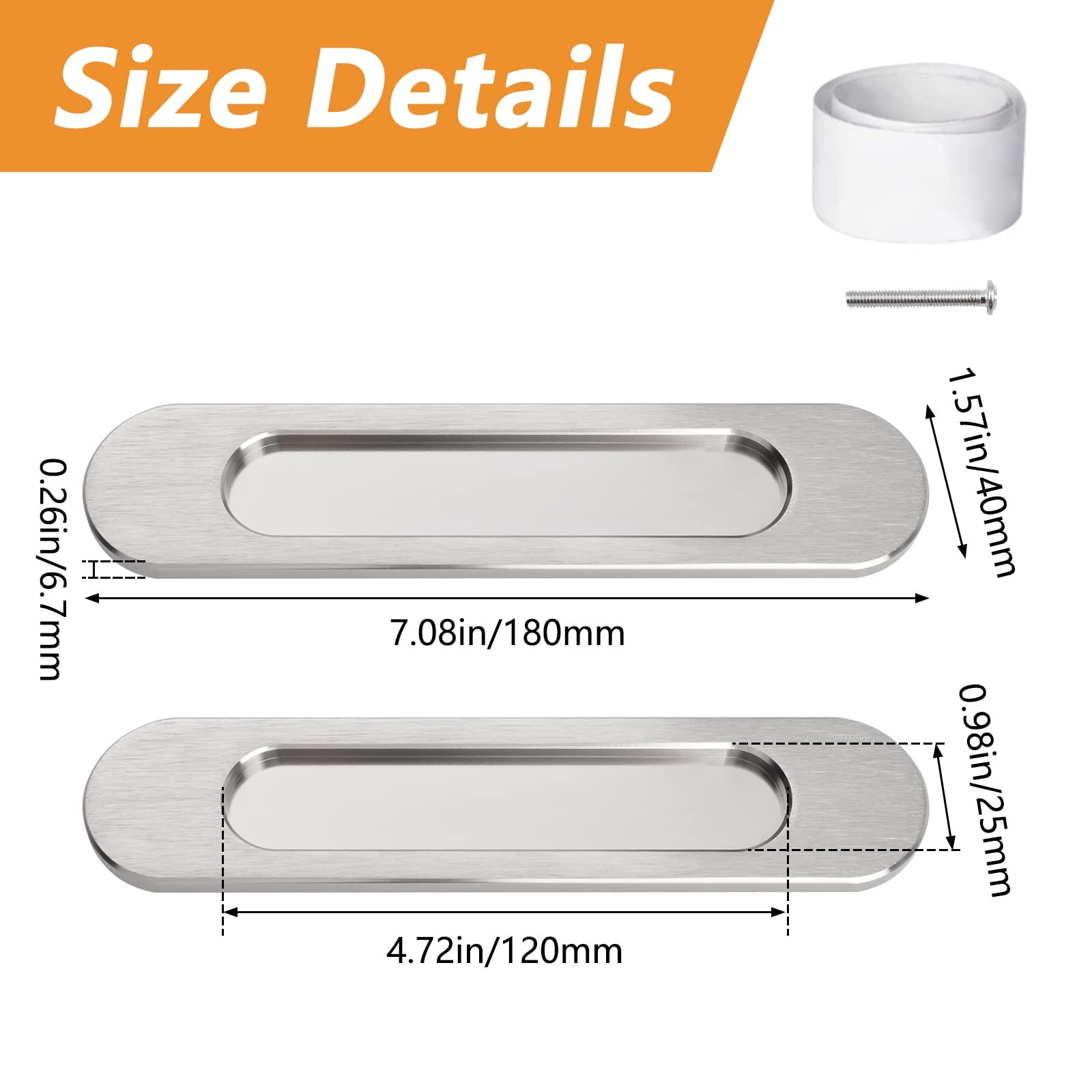 Morobor Self-Stick Oval Sliding Door Pulls 4Pcs Brushed Steel Aluminum Alloy