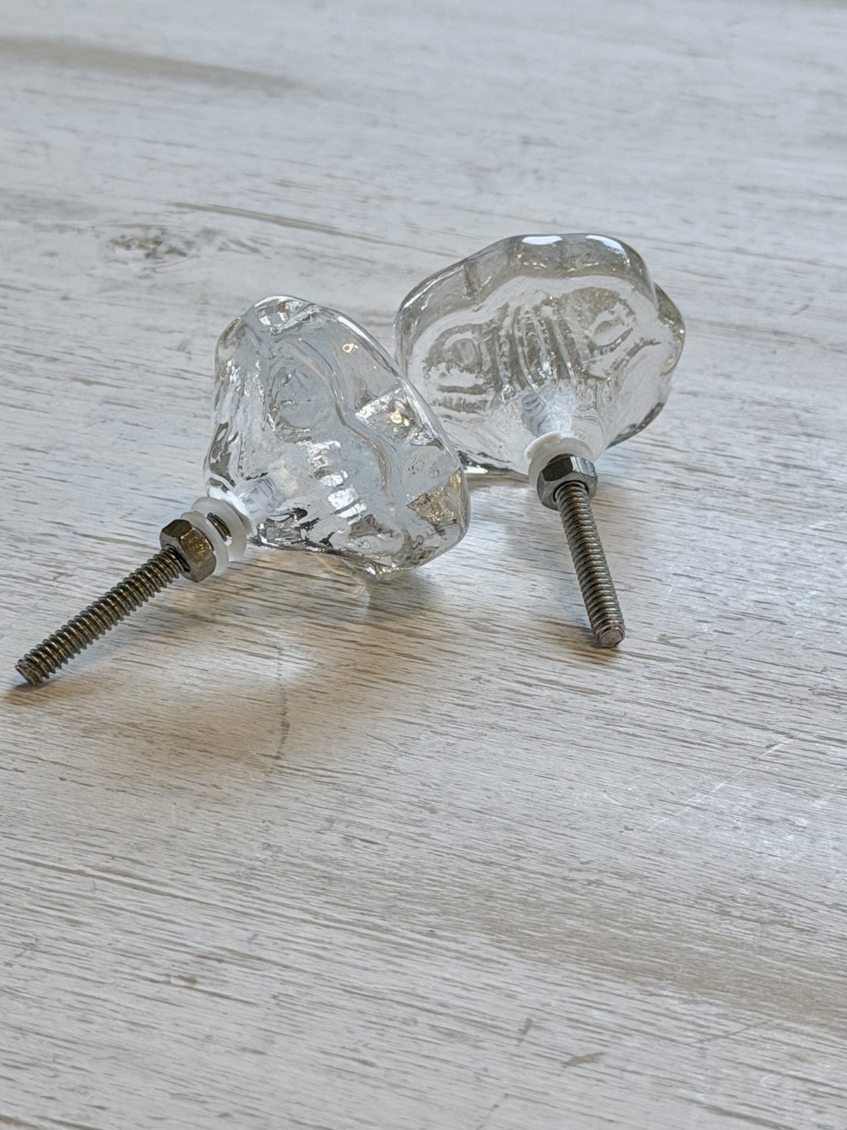 1 VINTAGE HOLLYWOOD REGENCY Flower Glass CRYSTAL Cabinet Drawer KNOBS DOOR PULLS