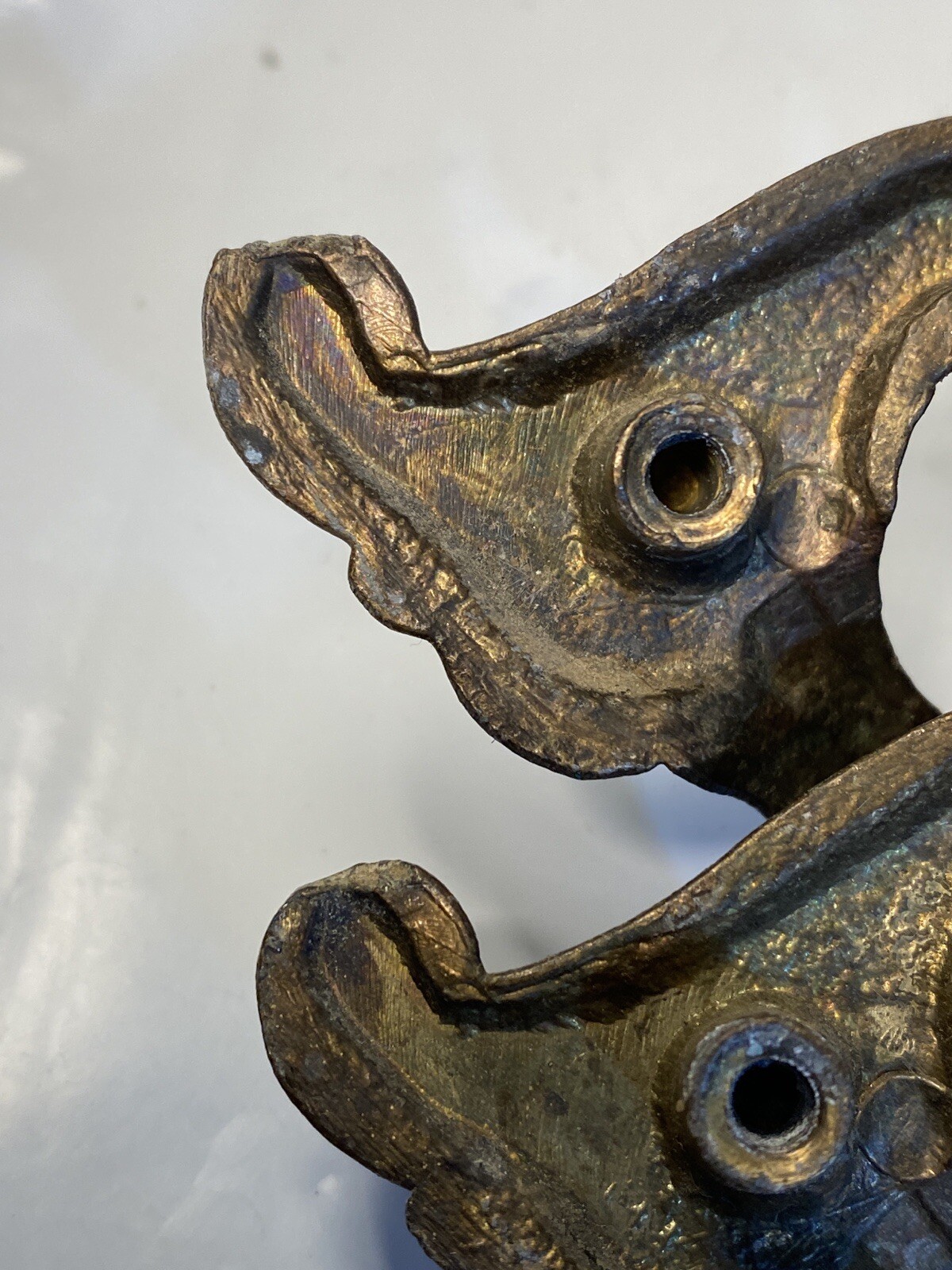 Antique Pair French Provincial Handles Solid Brass 6” Wide 4” Between Screw