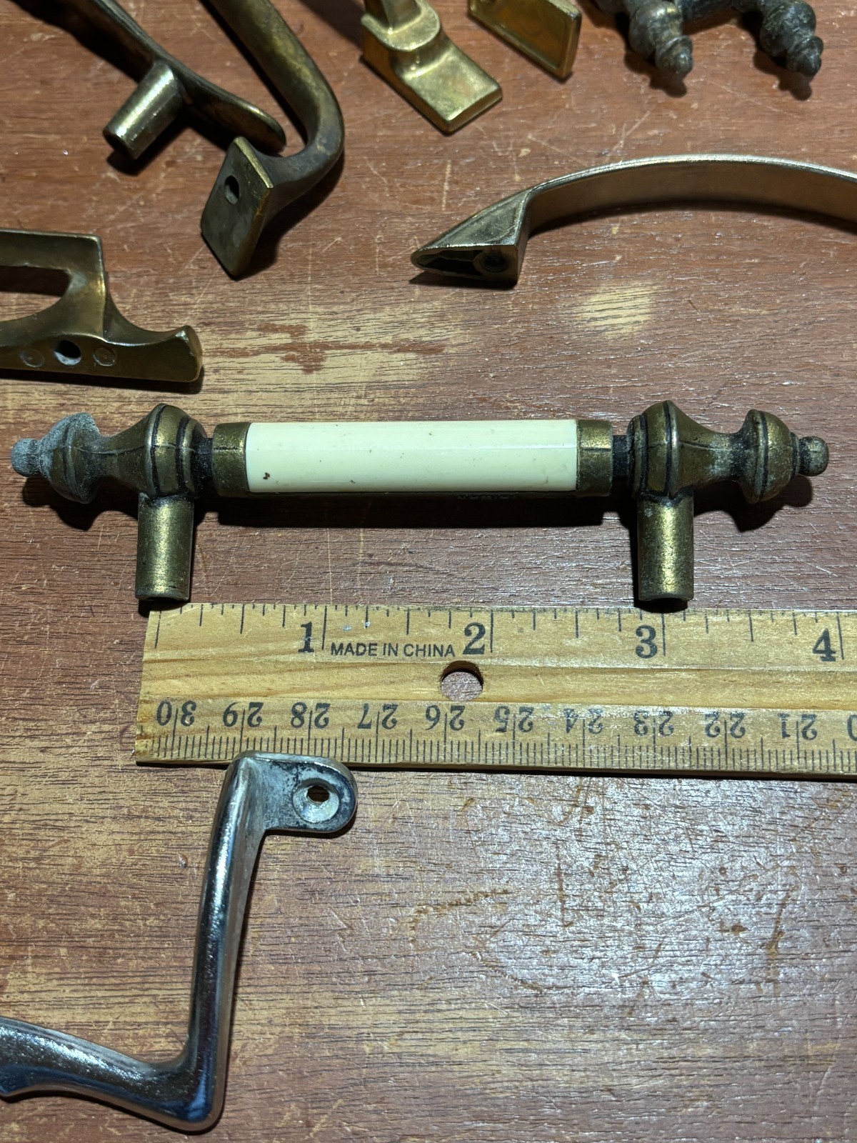 Vintage Lot of 12 Misc Variety Mixed Materials Door Handles Pulls Some Matching
