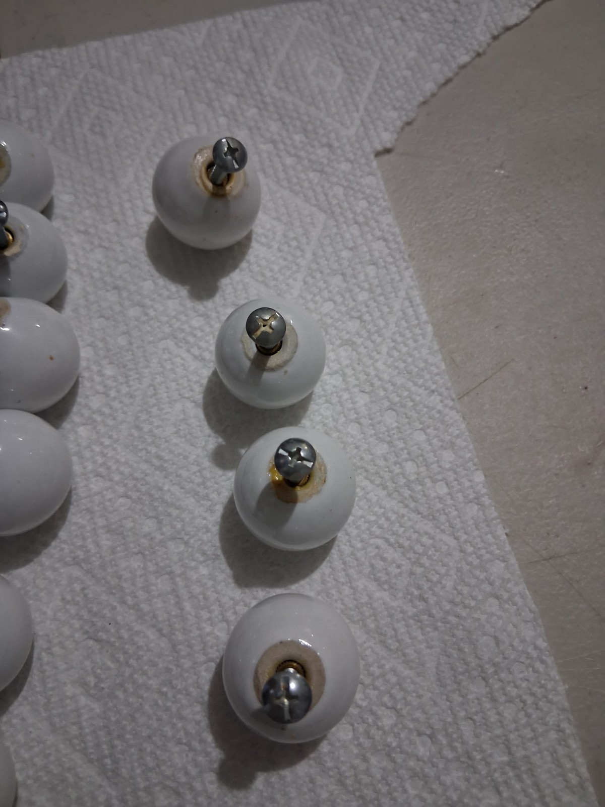 White round Vintage Drawer/Cabinet Knobs with Screws