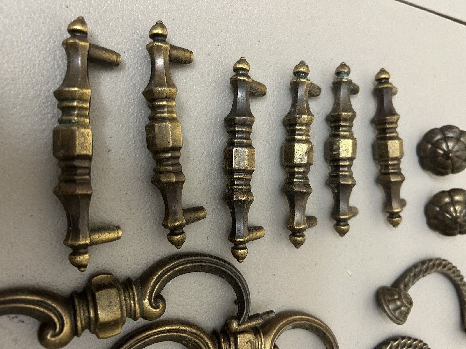 Antique Vintage Parts Lot  Metal Drawer Pulls Flowers And More