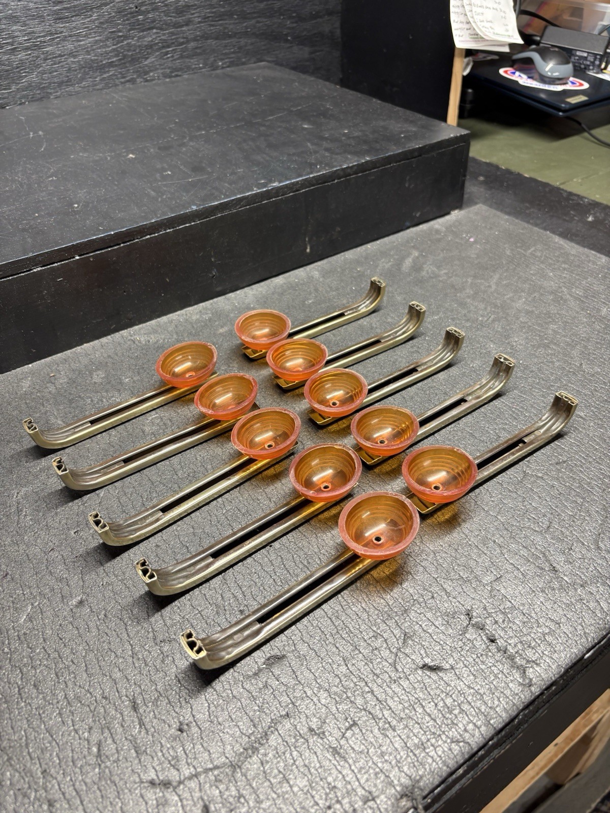 10 Very Nice Vintage Art Deco Brass And Bakelite 4.25” Drawer Pulls With Screws