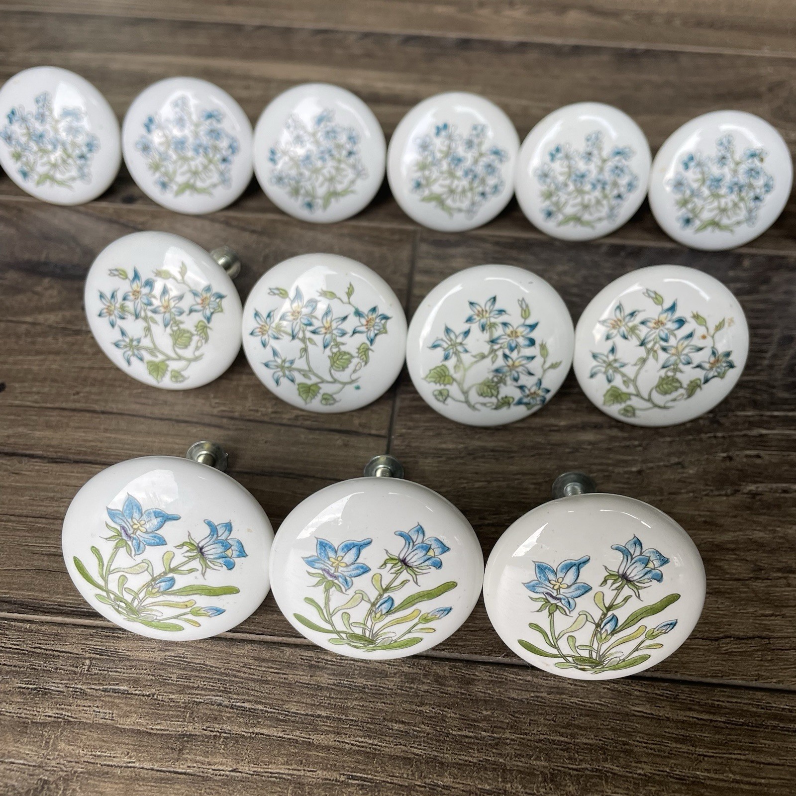 Vintage Lot of 16 Floral (3 Designs) Porcelain Cabinet Knobs Counterpoint Japan