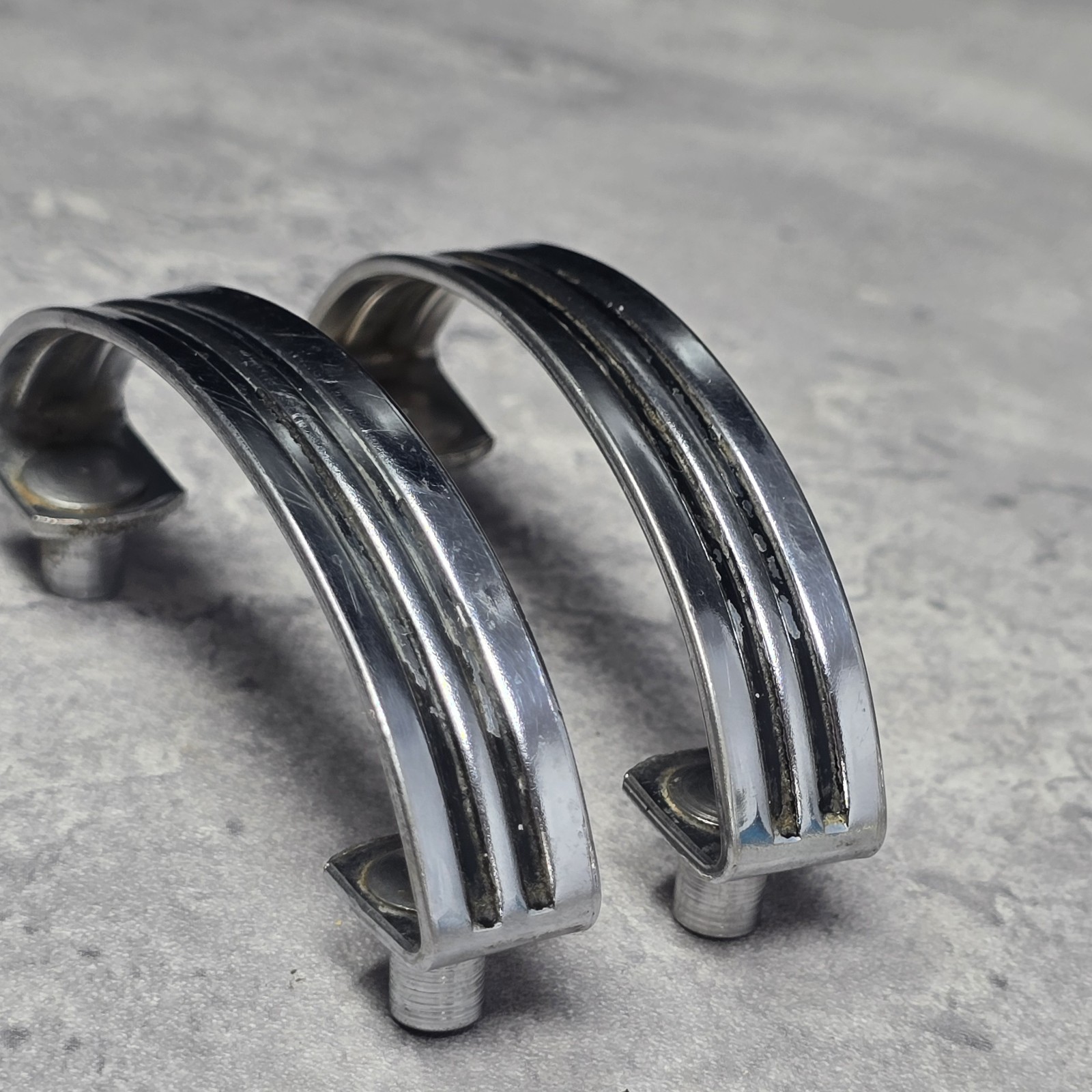 1920s Chrome Drawer Pulls Cabinet Art Deco Architectural Salvage 2.25″ Centers