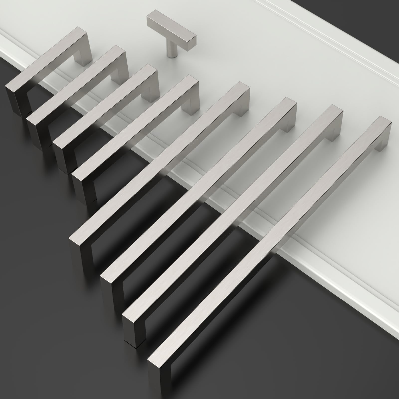 Amerdeco 10 Pack Brushed Satin Nickel Cabinet Pulls 5 Inch128Mm Hole Centers
