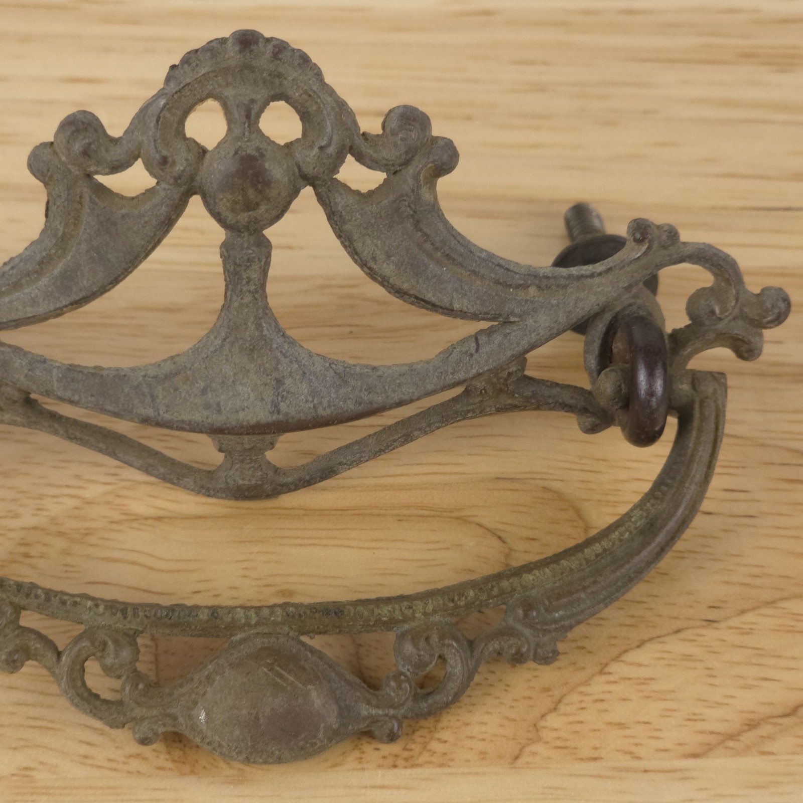 Vintage Brass Drop Bail Handle Drawer Cabinet Pulls Lot of 3 Antique Patina