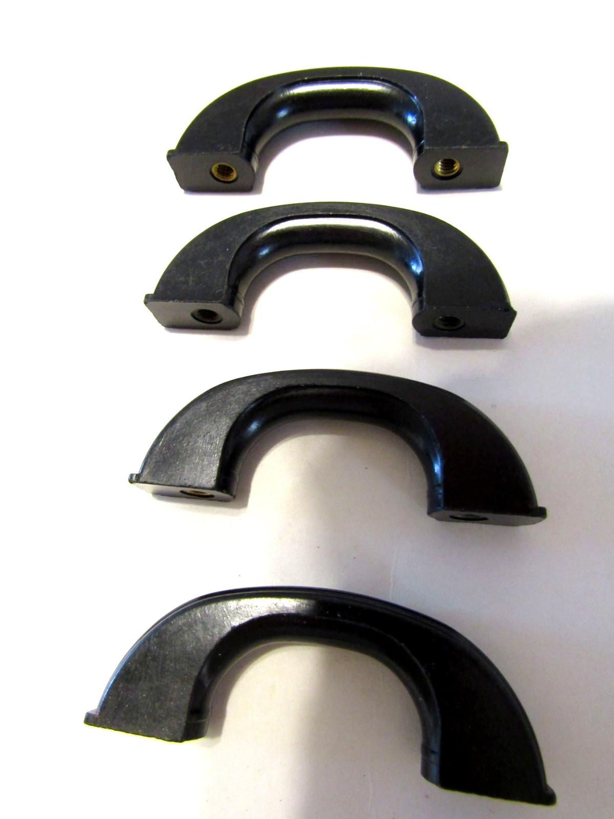 Four Vintage Black Bakelite Ribbed Drawer Pulls Cabinet Door Handles Art Deco
