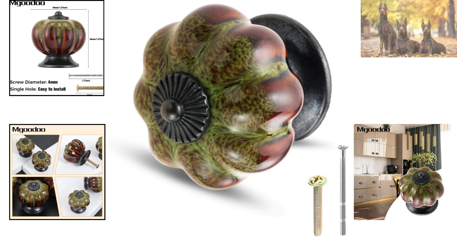 Handmade Green Ceramic Drawer Knobs – Rustic Pumpkin-Shaped Cabinet Hardware