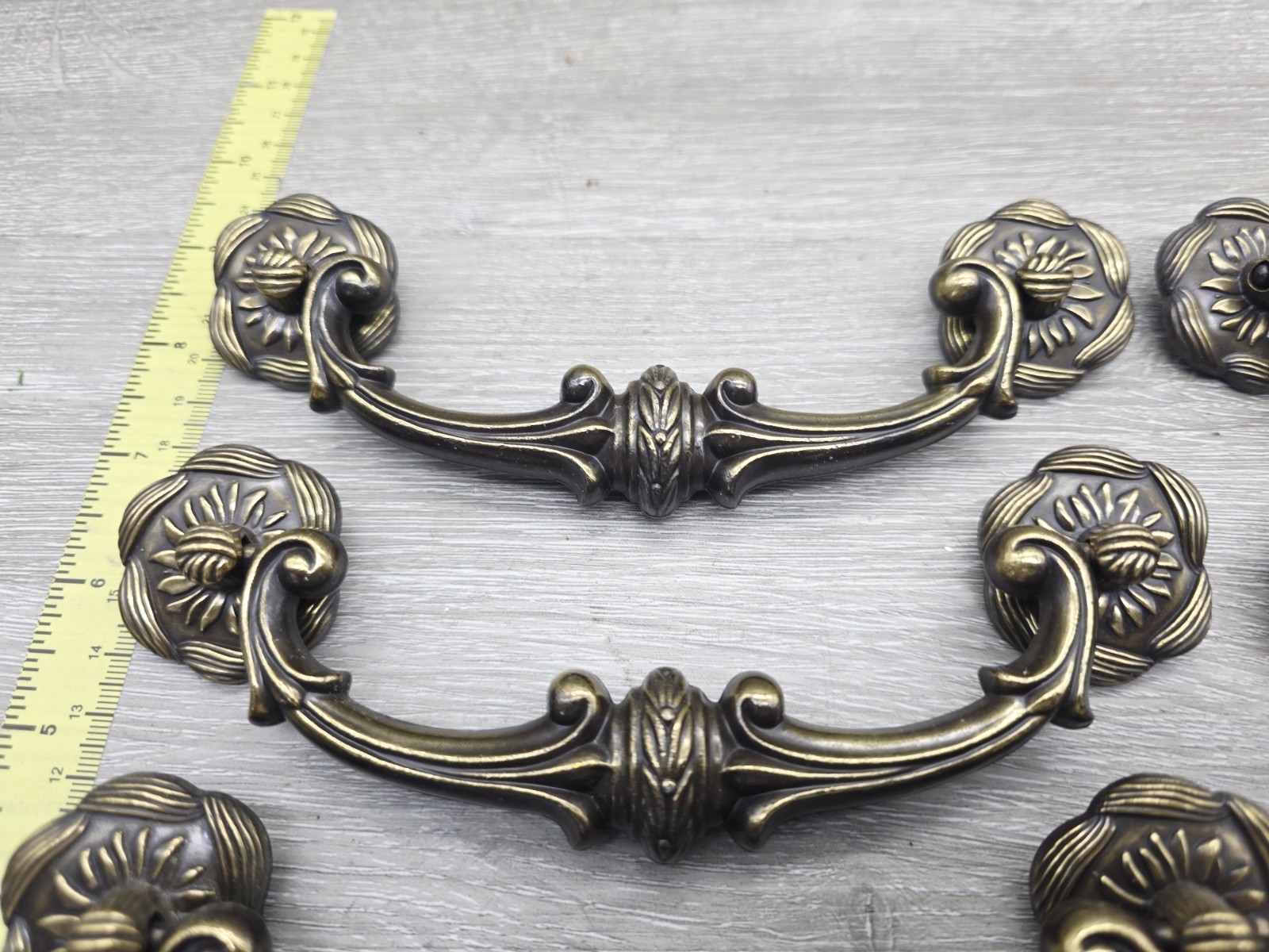 8 Sets Vintage Keeler Brass Co. Solid Brass Drawer Pull 7 Inches, 5 Inch Pull