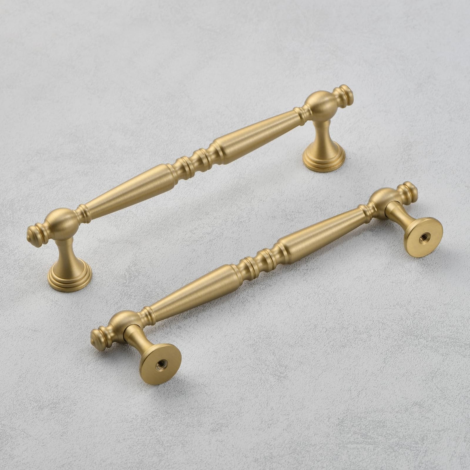 2 Pack Brushed Gold Cabinet Pulls, 5 Inch(128mm) Solid Brass Kitchen Cupboard…