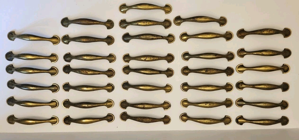 Vintage KBC Keeler Brass Drawer Pull Cabinet Handles Hardware Lot 34 Matching…