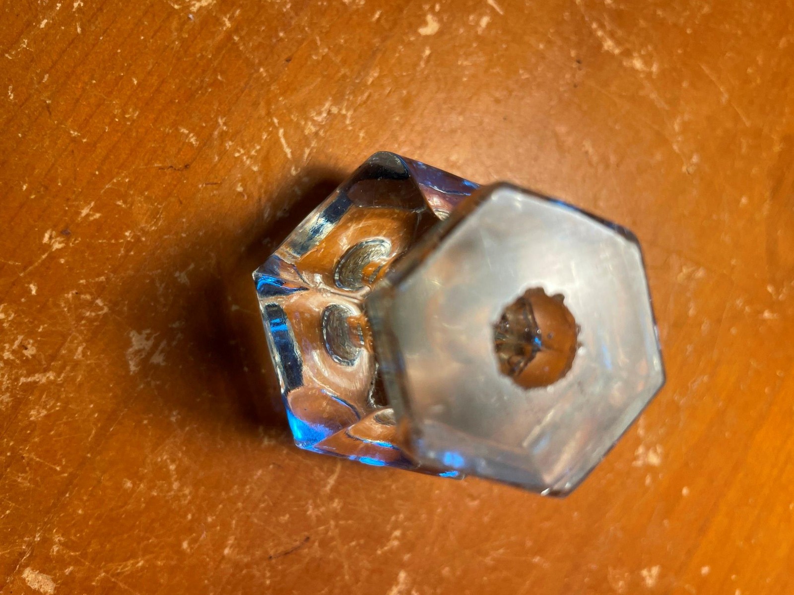 Antique Hexagonal Glass Cabinet Drawer Pull Knob Vintage Furniture Hardware