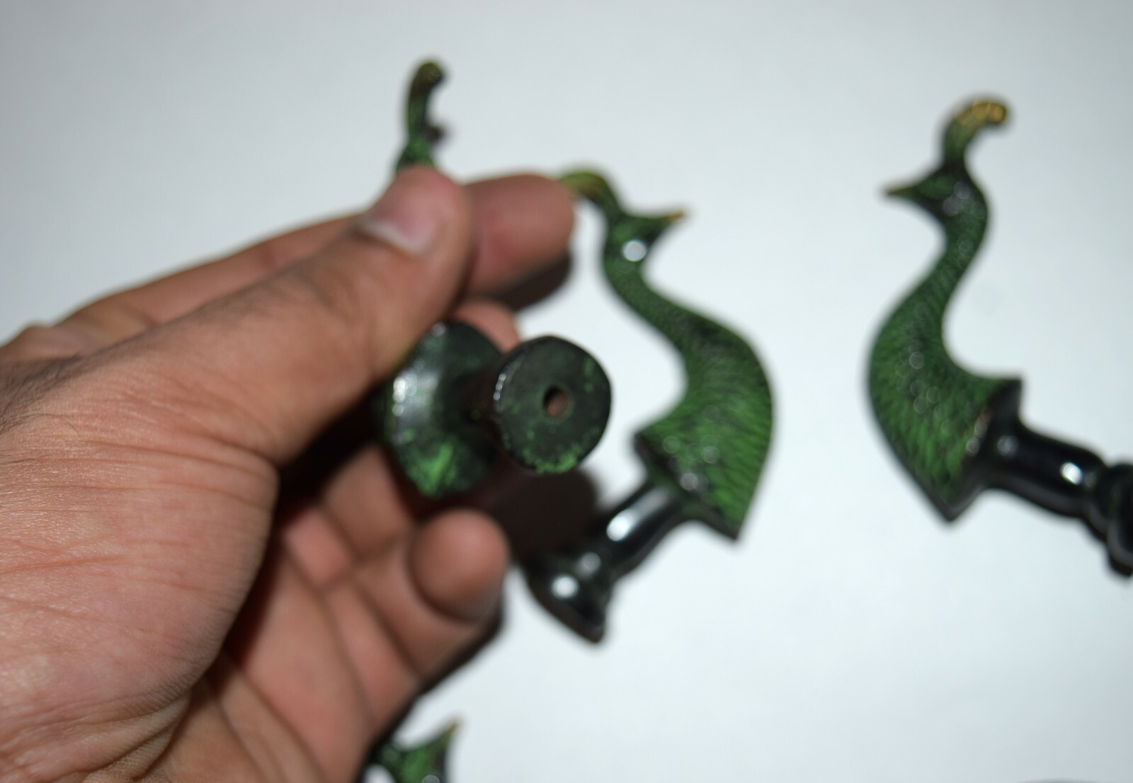 Brass Turkey Bird Cabinet Pull Designer Peacock Head Door Knobs Accessory EK985
