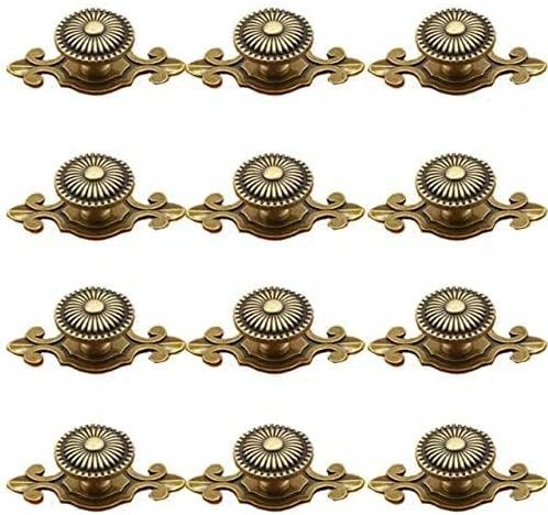 Golden Brass Antique Vintage Retro Drawer Cabinet Metal Knobs with Backplates 12
