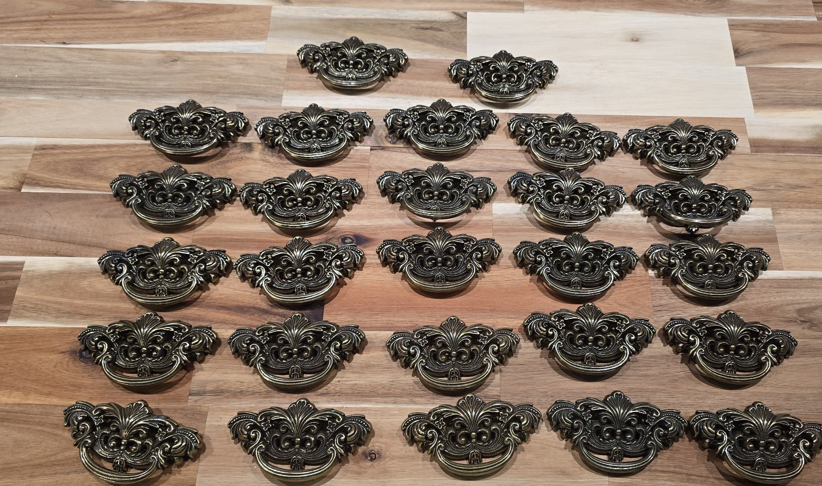 27 Brass French Victorian Drawer Pull Ornate Baroque Design