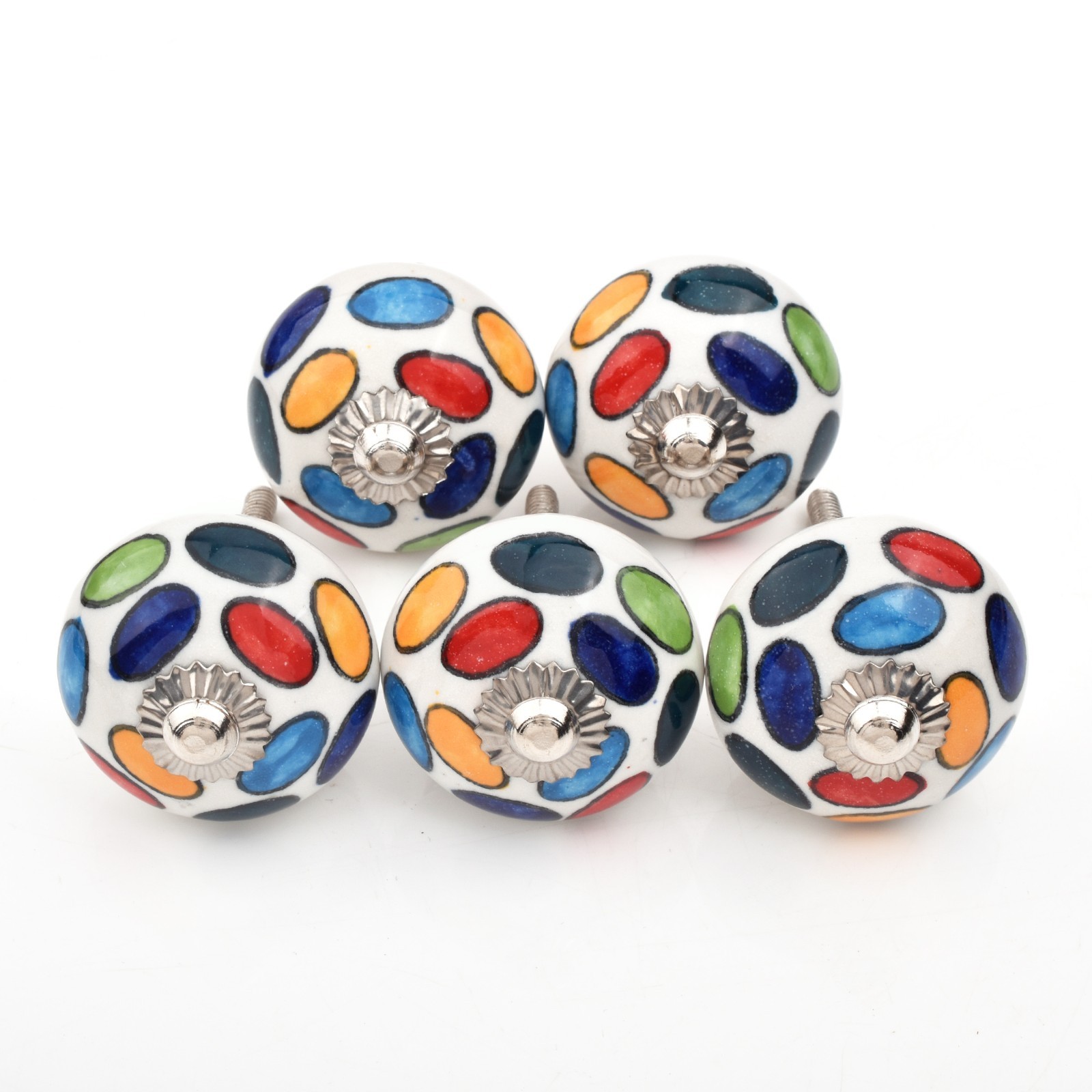 Ceramic Knob Multicolor Recycled Round Ceramic Pulls, Kitchen Cabinet Knobs