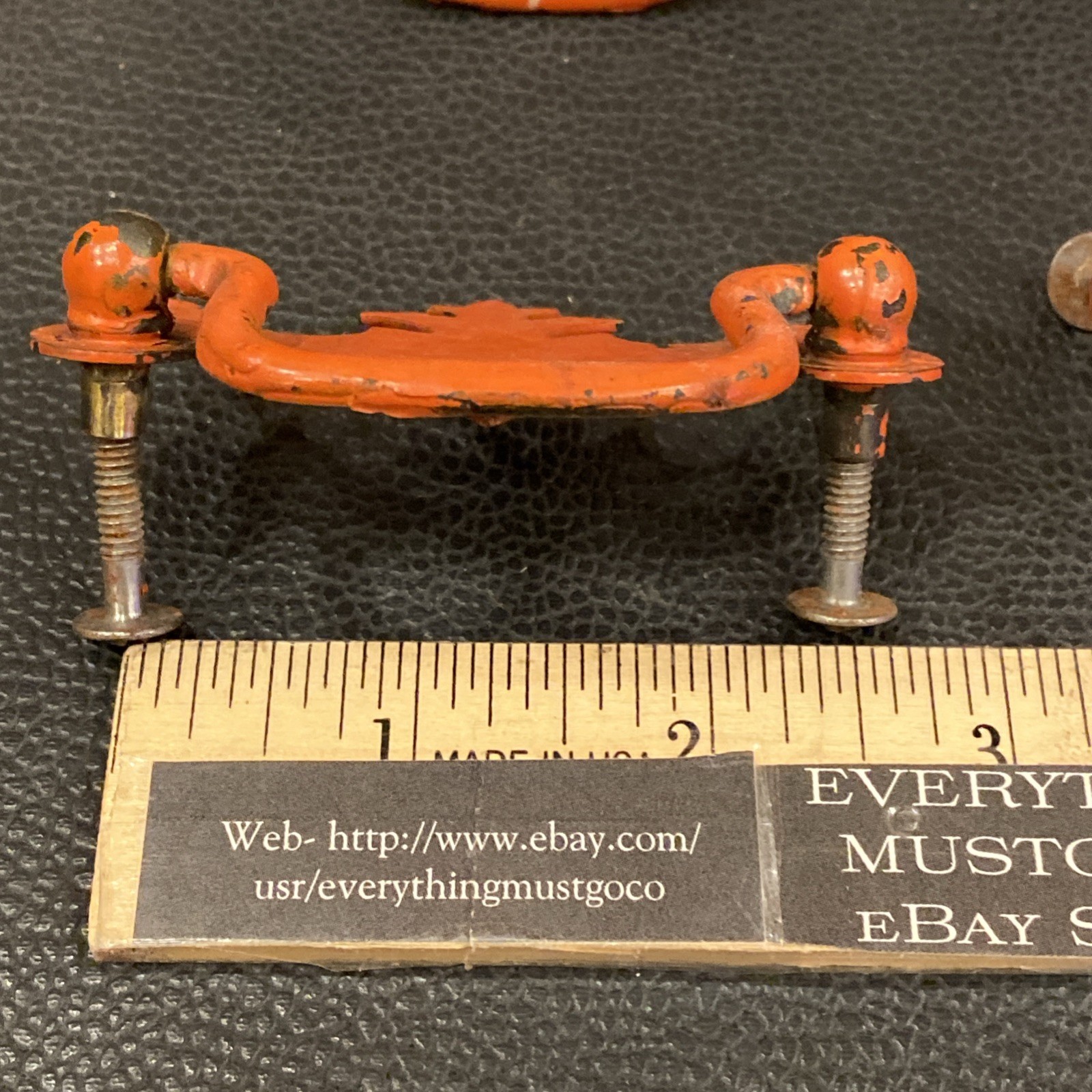 Antique Set Of 7 Chippendale Batwing Drop Style Metal Drawer Pulls Vtg Handles