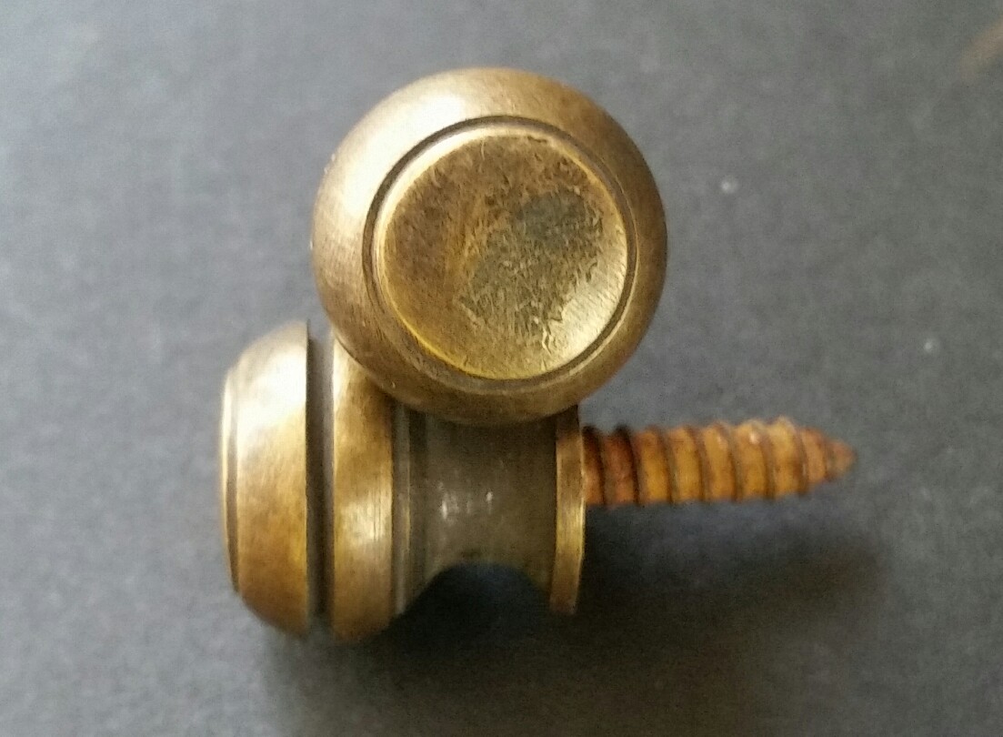 2 Solid Brass SMALL Stacking Barrister Bookcase 7/16″dia Knobs drawer Pulls #KK