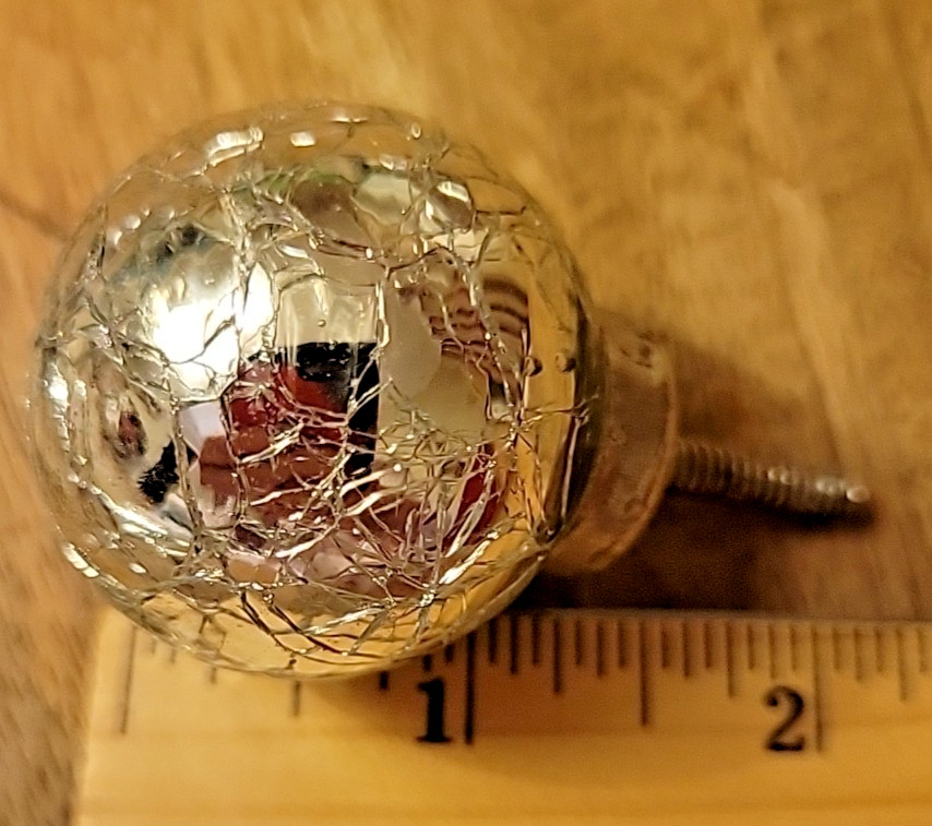 6 SILVER CRACKED MERCURY GLASS CABINET DRAWER HANDLE PULLS 1.5” Diameter