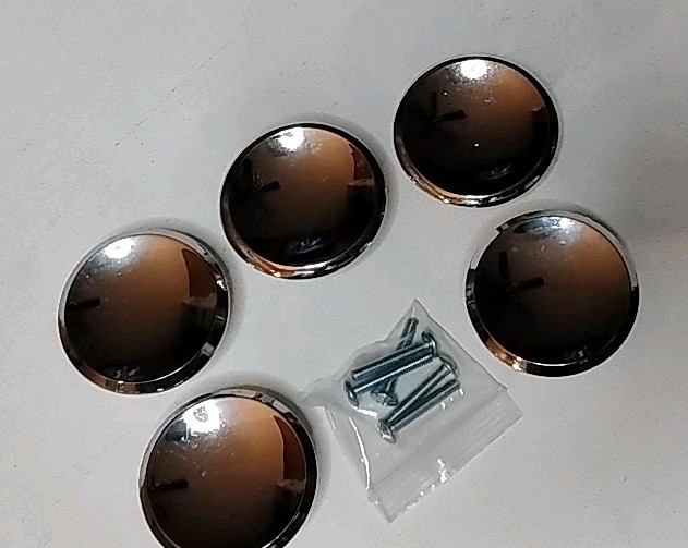 Vintage Lot of 5 Chrome Round Drawer Pulls Concave Knobs Cabinet Handles 2″