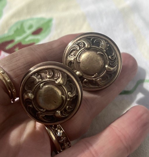 Antique French drawer pull Heavy brass A++ Door Dresser round 1⅓” Victorian Gold