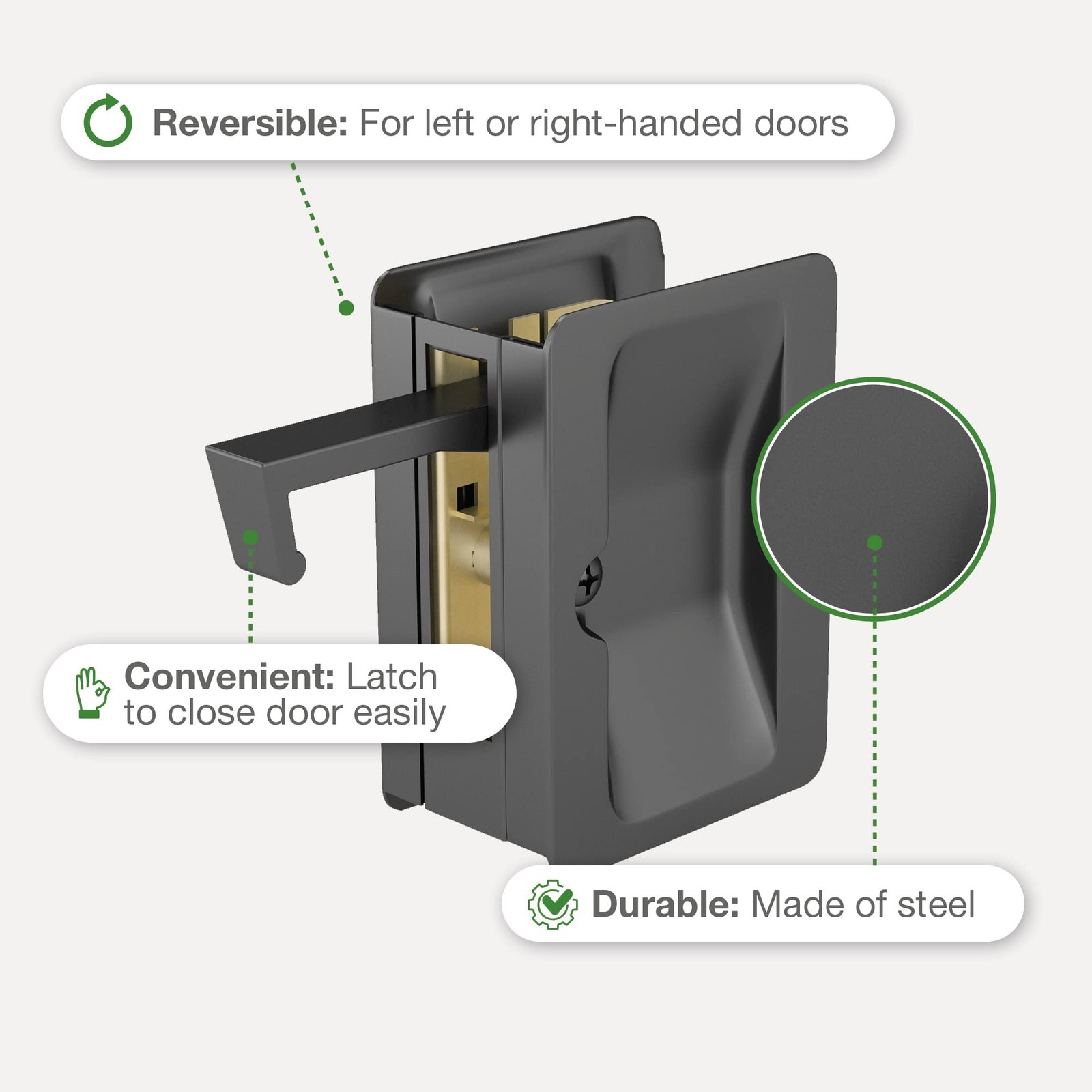 Richelieu | Onward Passage Pocket Door Pull, Rectangular, Black