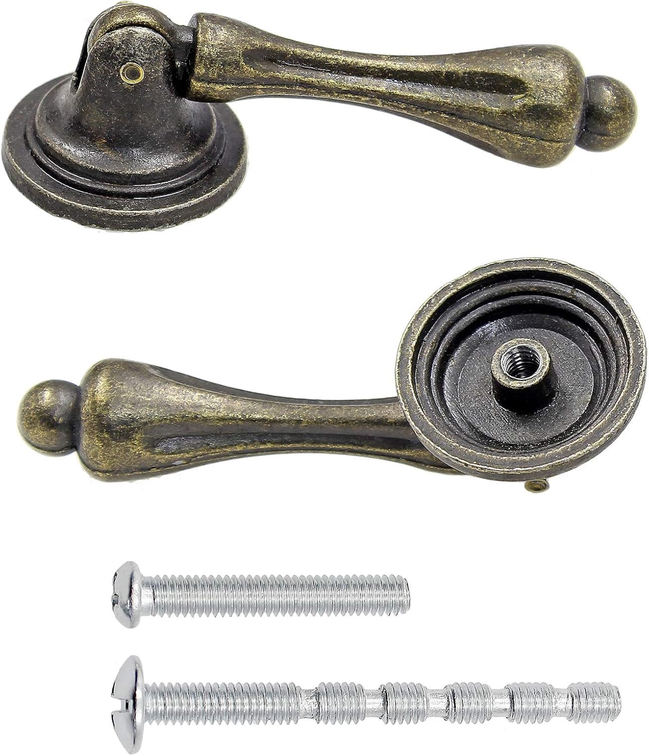 6Pcs Antique Bronze Tear Drop Pulls, Vintage Cabinet Decorative Pull Handle Knob