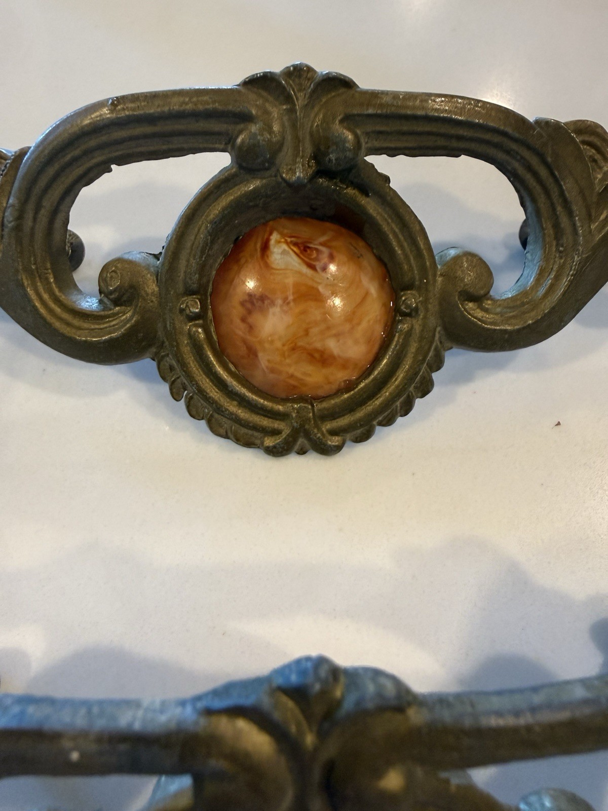 Art Deco Waterfall Style Drawer Pull Tortoise Shell Insert VTG Lot of 2