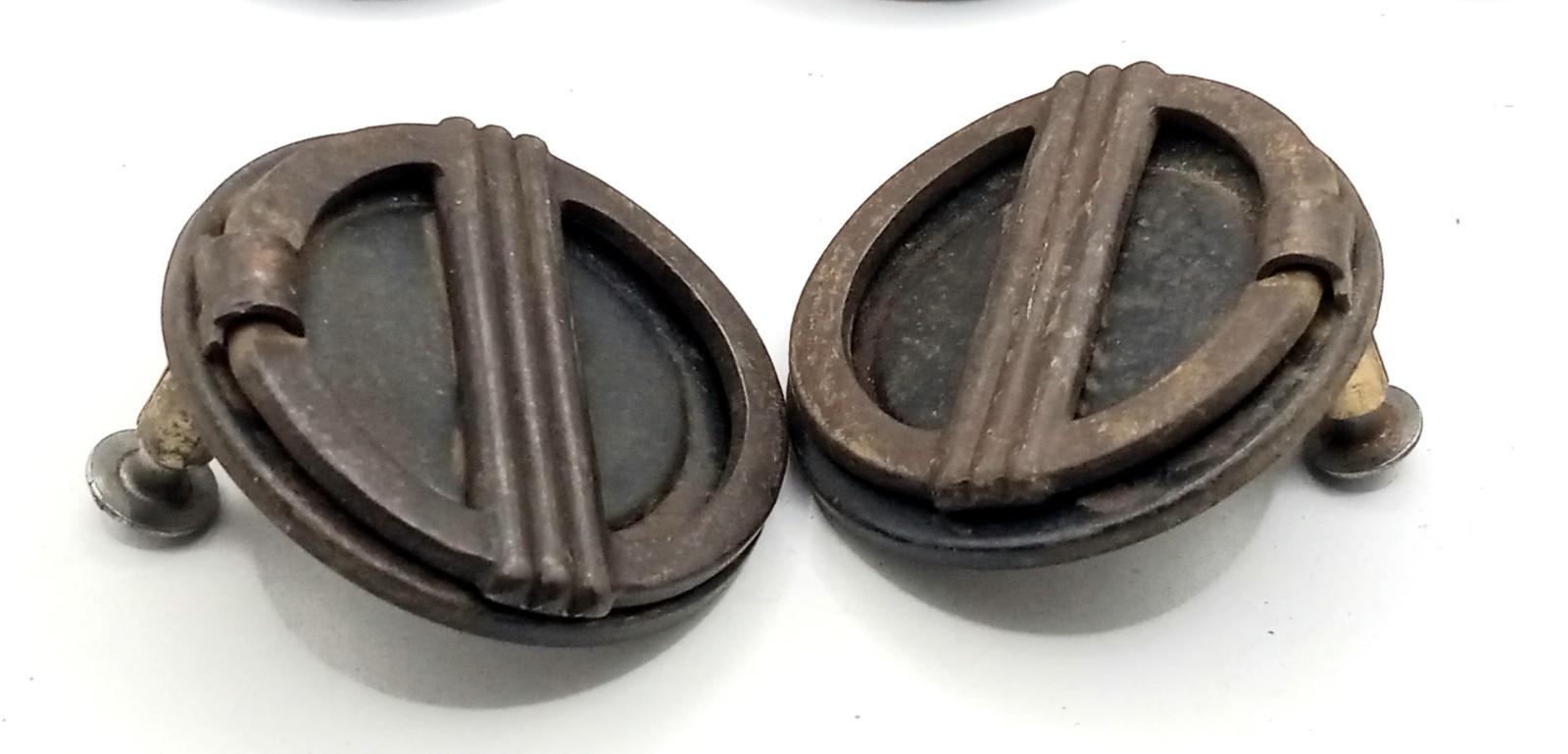 8 Antique Art Deco Rustic Metal Swing Ring Drawer Dresser Pulls With Screws