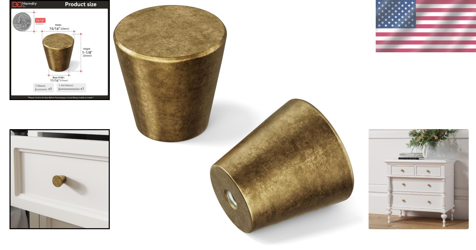 Vintage-Inspired Antique Brass Cabinet Knobs – Set of 10 Round Pulls