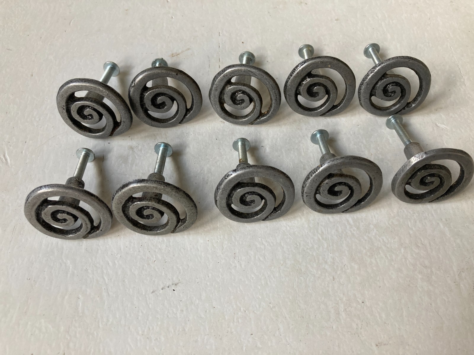 Lot of 11 Vintage Art Decco Spiral Drawer Cabinet Door Pulls Handle 1-3/8″ Pull