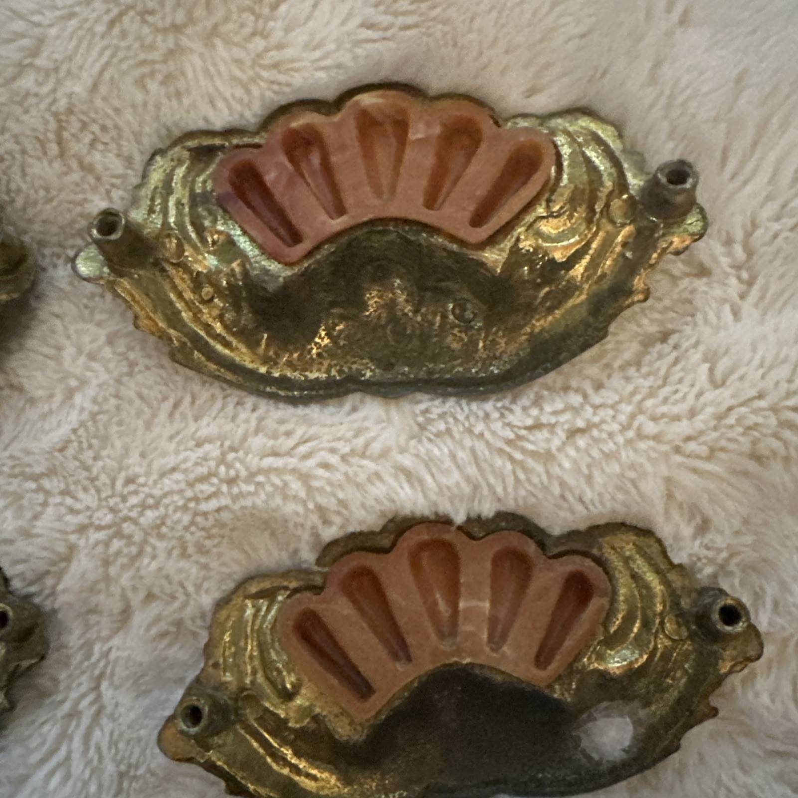 8 Gorgeous Original Vintage/Antique Art Deco Brass Drawer Pulls Bakelite Inserts