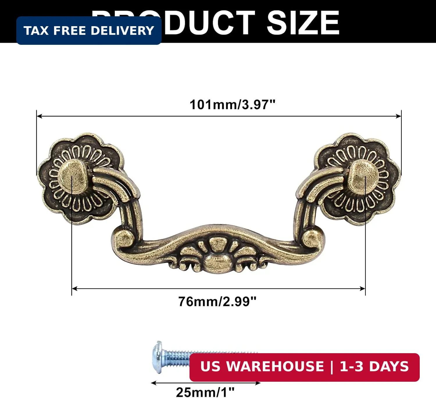 Murtenze 6PCS Antique Bronze Drop Drawer Pulls, Vintage Drop Bail Pulls Handles