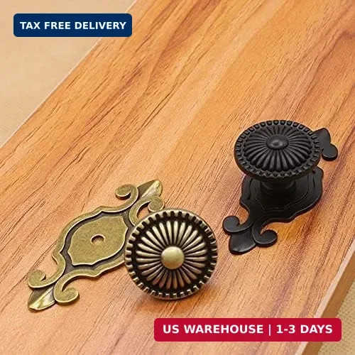 Golden Brass Antique Vintage Retro Drawer Cabinet Metal Knobs with Backplates 12