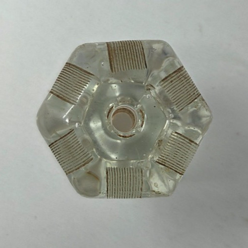Large Antique 6 Sided Etched Depression Glass Cupboard Door Knob, c1920’s