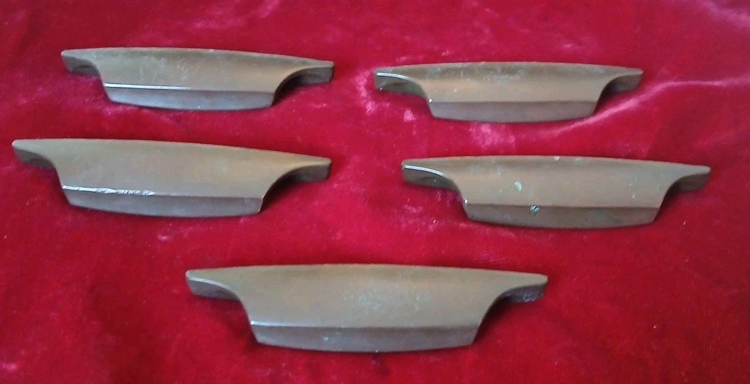 Set of Five (5) MCM Copper Drawer Pulls 3.5″ Across 1.75″ Centers Ajax? Amerock?
