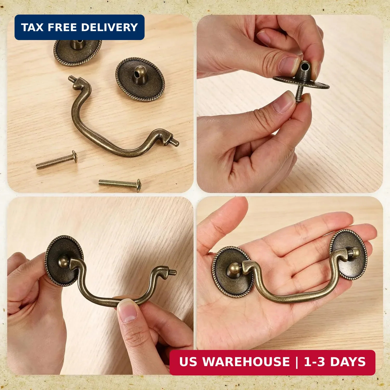 4 Pcs Antique Bails Handle Drop Pulls Drop Bail Handle Pulls Small Drawer Pull H