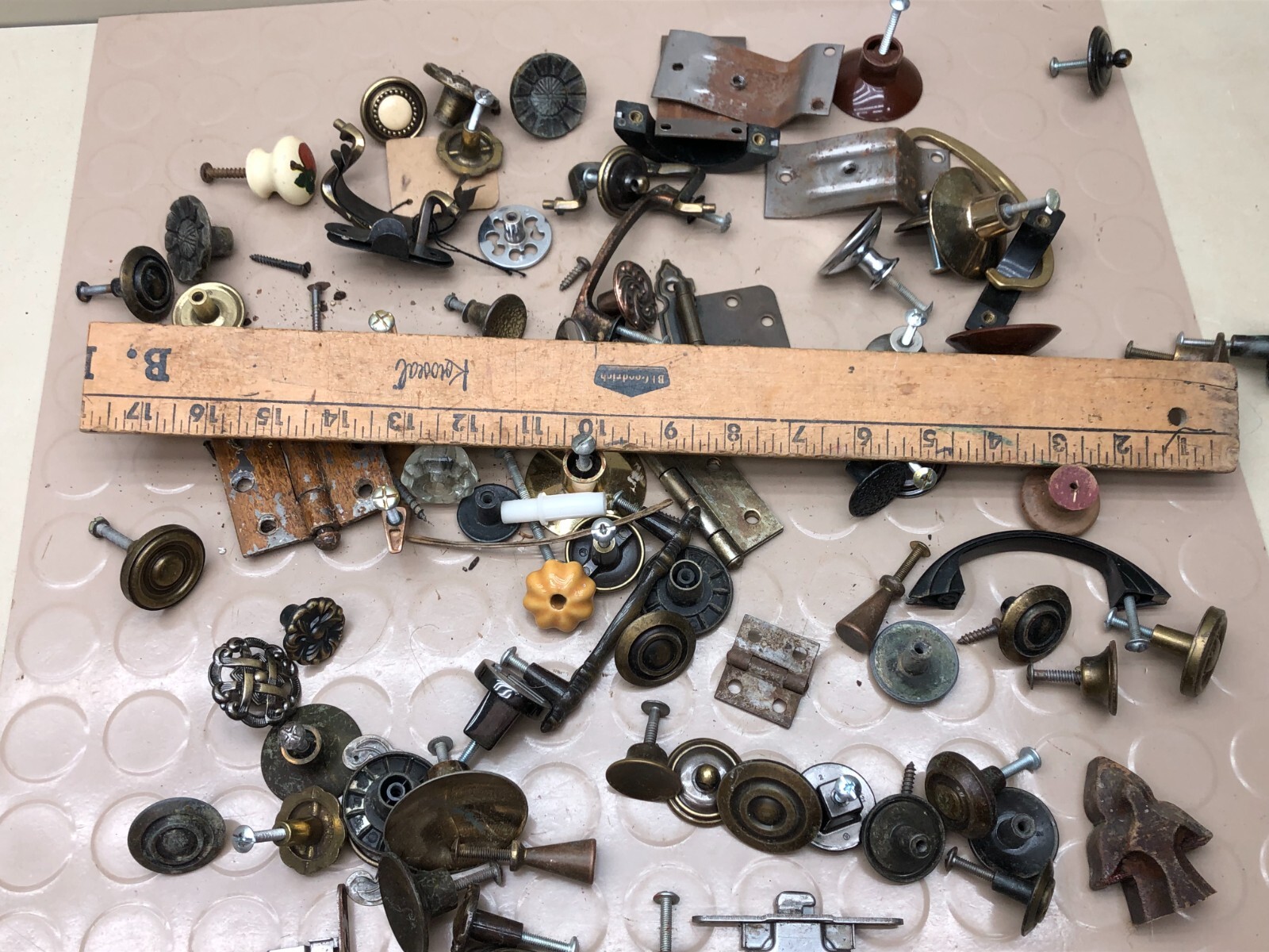Lot Misc Cabinet Door Drawer Knobs Locks Hinges Vintage Hardware Restoration