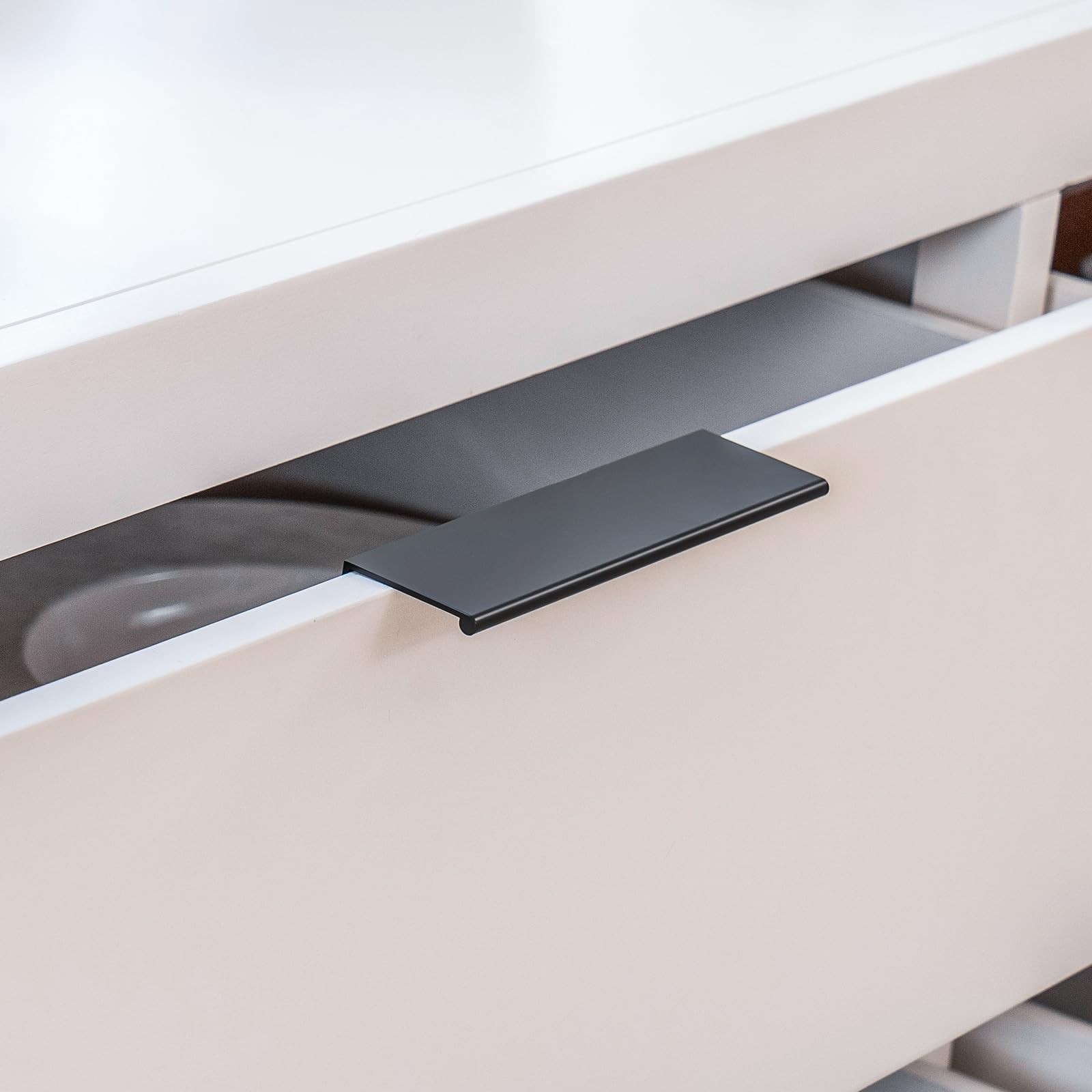Homdiy 10 Pack Black Cabinet Pulls 5 Inch Edge Finger Pull For Kitchen Cabinets