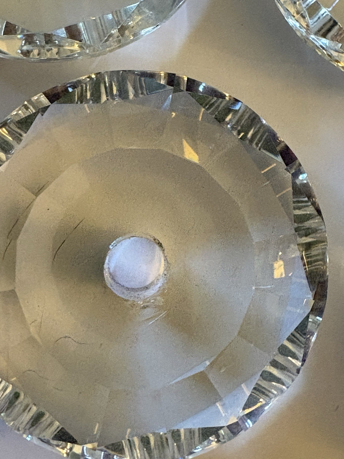 10 Crystal Glass Diamond Shaped Cabinet or Drawer Knobs 2 3/8 Inches Diameter