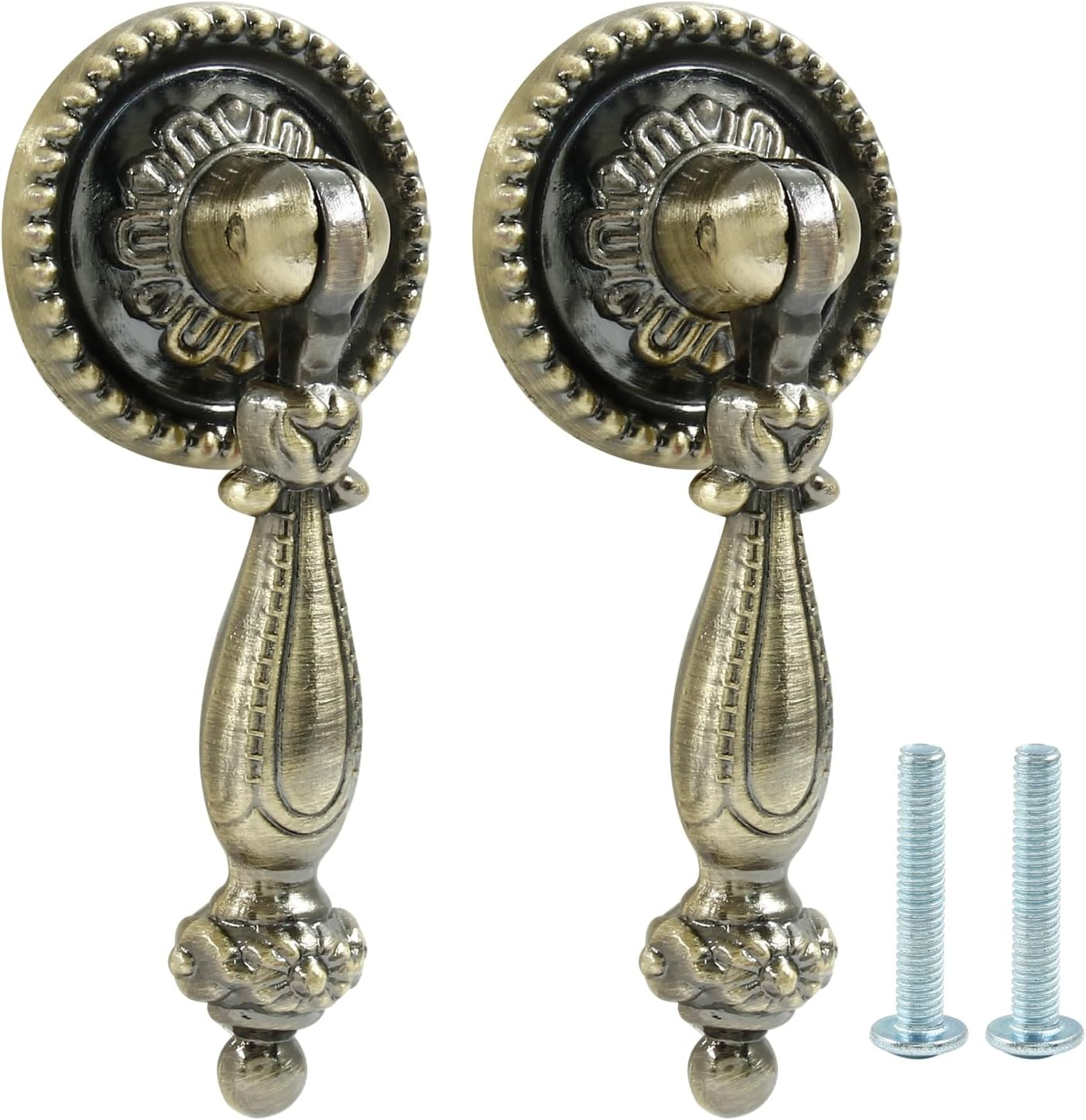 2Pcs Bronze Metal Tear Drop Knobs Drawer Pulls Antique Decorative Furniture Drop